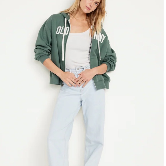 NWT OLD NAVY Full-Zip Logo Hoodie Color: Forest Shade - Picture 4 of 5